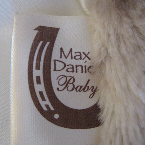 Max Daniel Baby Blanket Plush Brown Cream Snow Lynx Print Satin Ruffle USA MADE - Picture 6 of 7